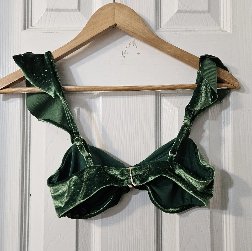 BEACH RIOT Glitter Poppy Bikini Top in Emerald